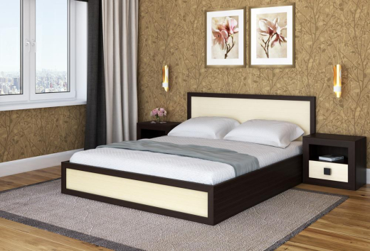 Кровать «Токио» 1600 с подъёмным механизмом (венге мария/дуб молочный)