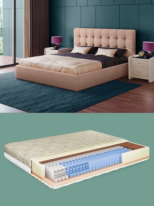 Изображение кровать «николетти люкс» с подъемным механизмом + матрас «экстра хард»