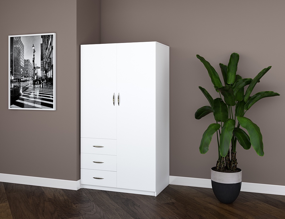Изображение Шкаф с распашными дверями «Комфорт» (1780х980х580) 2Д3Ш (белый матовый)