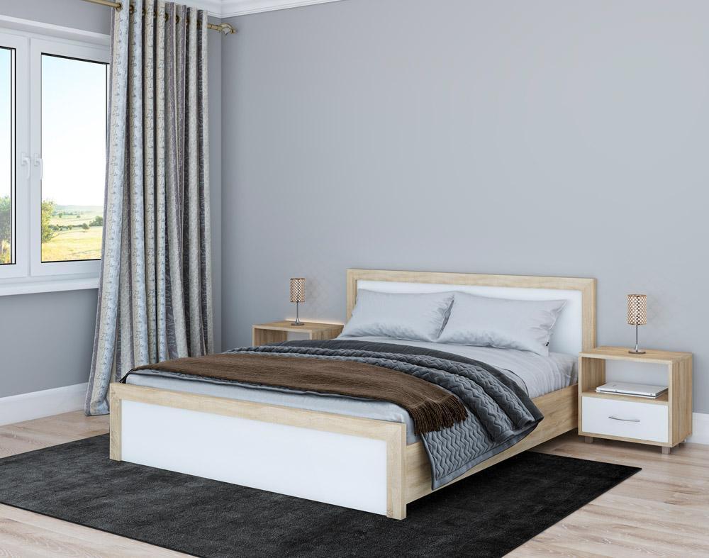 Изображение кровать «альба» 1600 (дуб сонома / белый матовый)