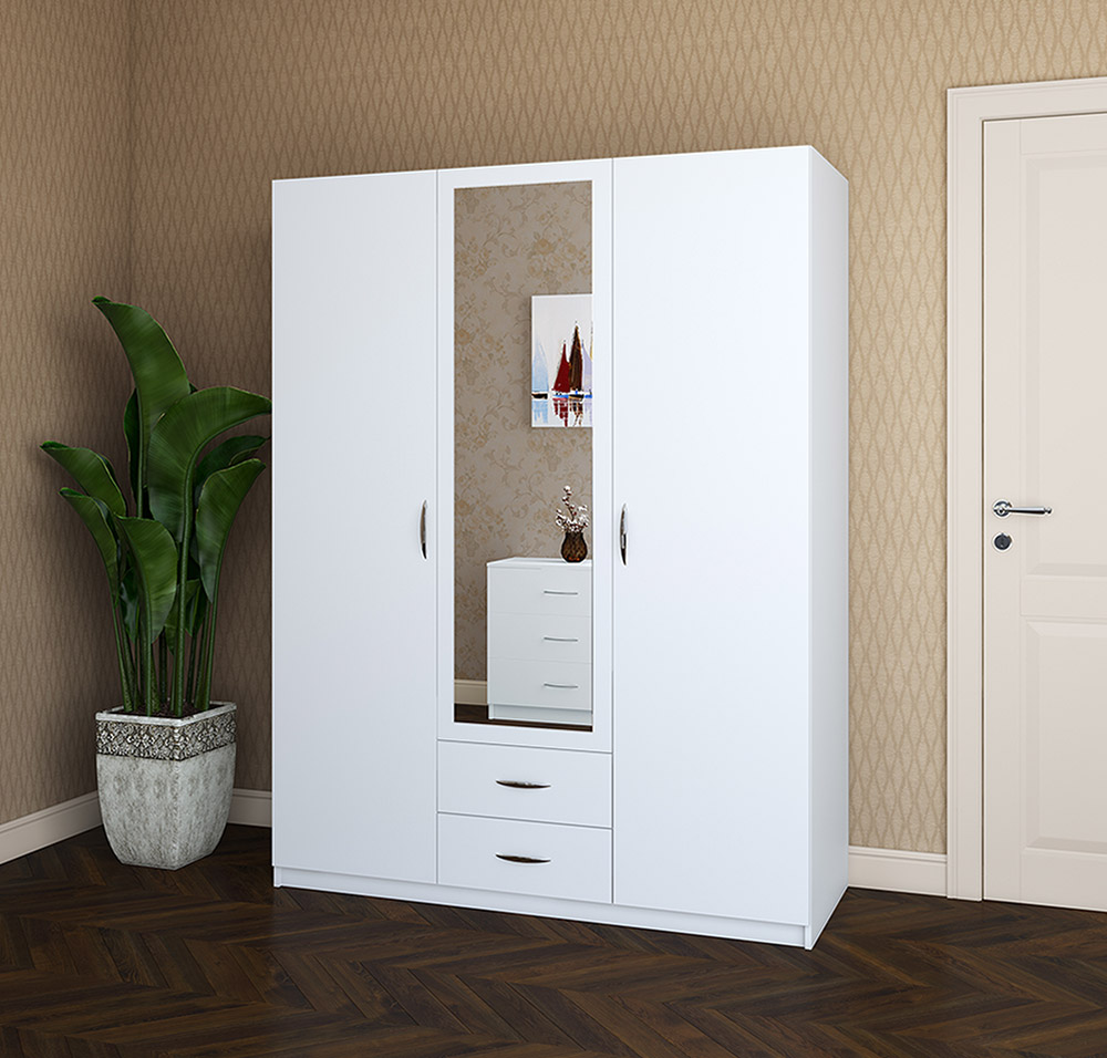 Изображение Шкаф с распашными дверями "Комфорт" (1500х580) 3Д/2Ш (белый матовый)