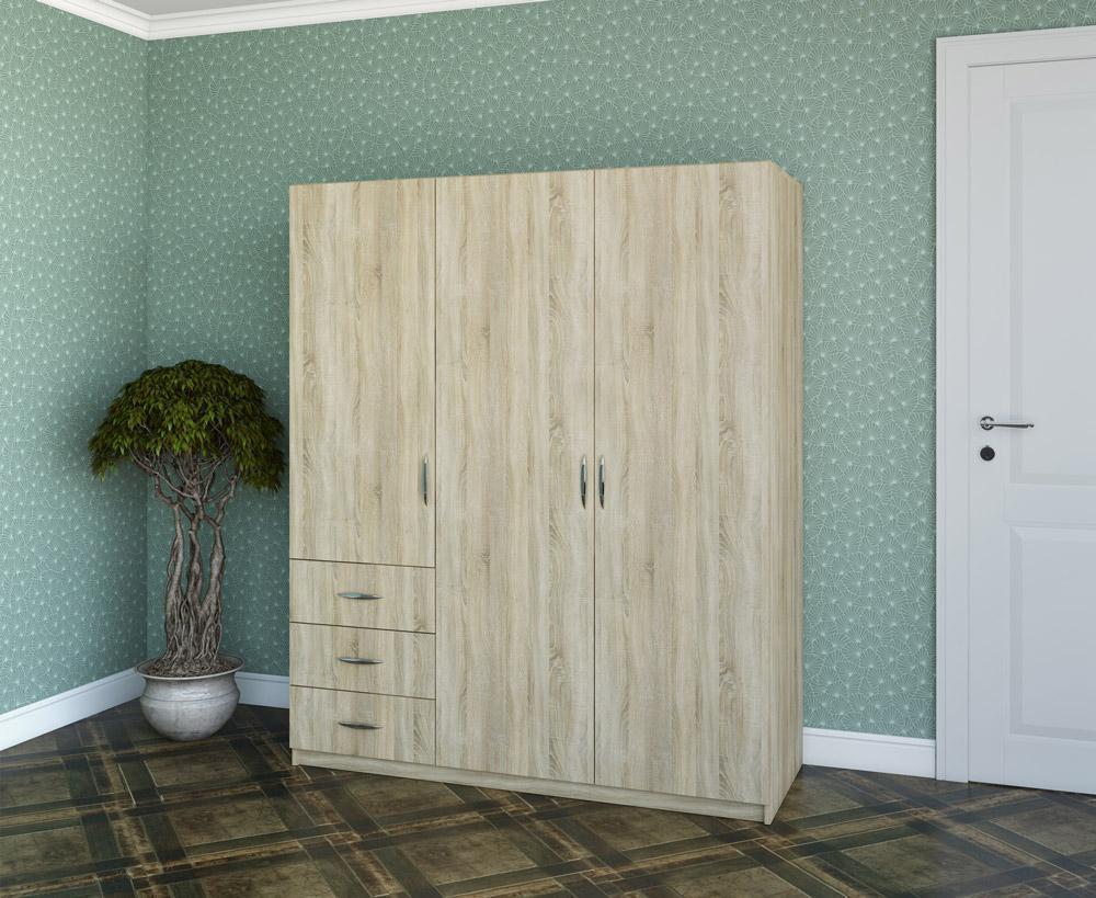 Изображение Шкаф с распашными дверями «Комфорт» (1780х1470х580) 3Д3Ш (дуб сонома)