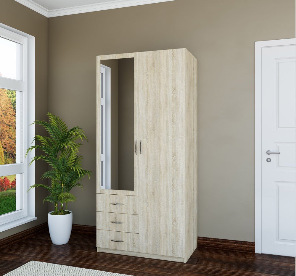Изображение Шкаф с распашными дверями «Комфорт» (980x580) 2Д3Ш (дуб сонома)
