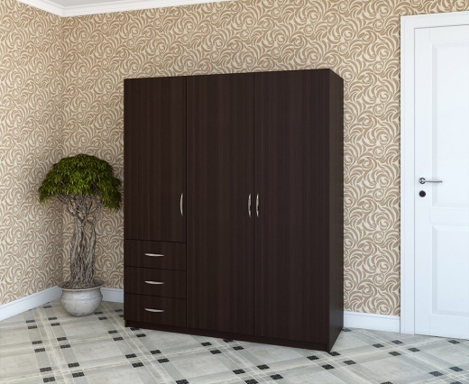 Изображение Шкаф с распашными дверями «Комфорт» (1780х1470х580) 3Д3Ш (венге мария)